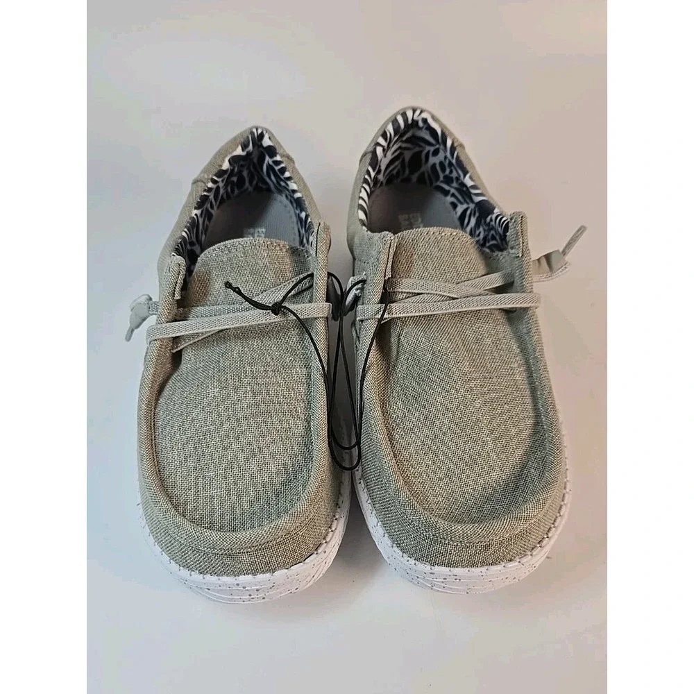 Eddie Bauer‎ Canvas Lace Up Surrey Loafers Grey / White Woman Size 8